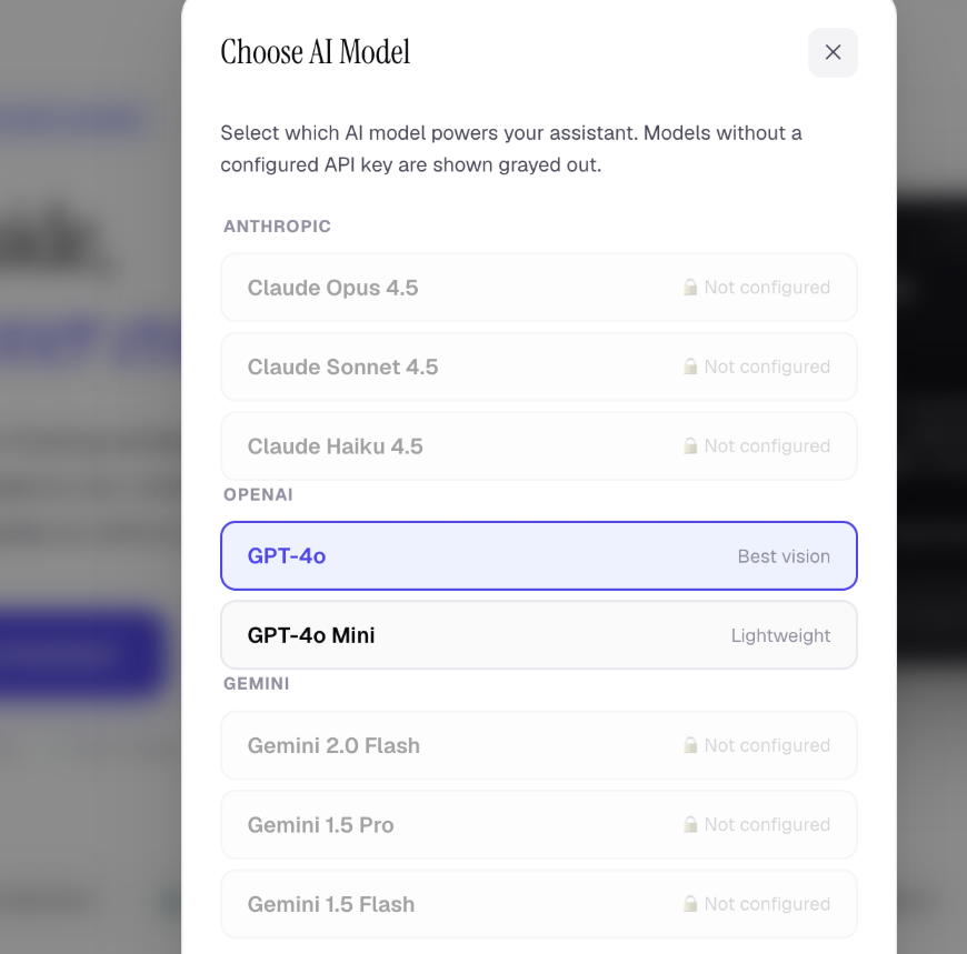 ScreenSage AI model selection