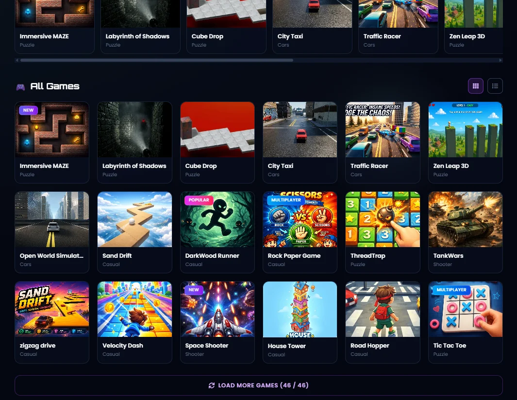 PlayByt games catalog and play experience