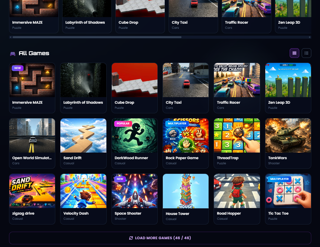 PlayByt games catalog and play experience