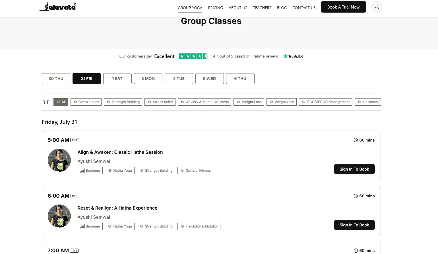 Elevate Yoga group classes