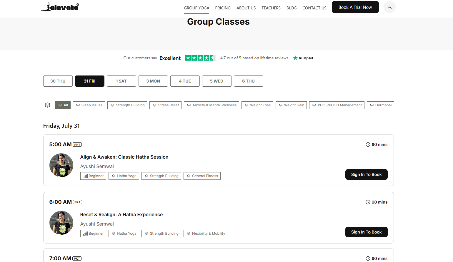 Elevate Yoga group classes