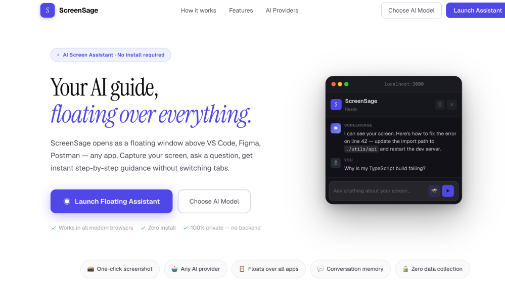 ScreenSage AI desktop assistant hero