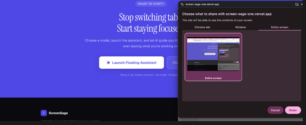 ScreenSage stop switching tabs experience
