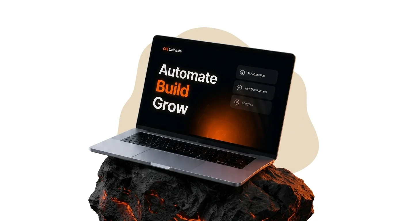 CoWhile Automate Build Grow laptop showcase